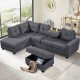 thumbnail image 2 of Reversible Sectional Sofa with Storage Ottoman 1100lbs Weight Capacity Rivet Ornament L-Shape Couch Living Room Furniture, 2 of 8