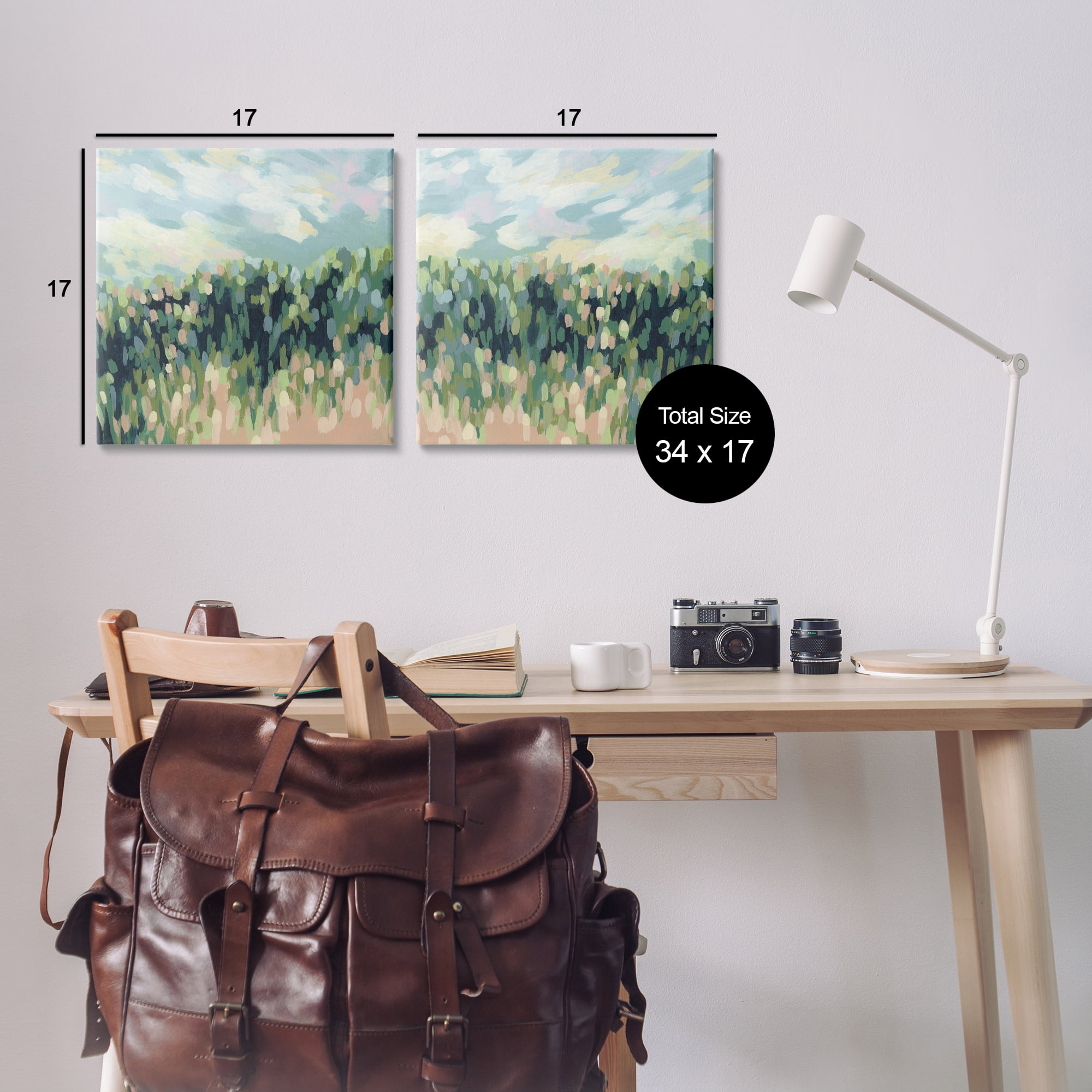 Stupell Industries Abstract Tall Wheat Grass Field Landscape & Nature Painting Wrapped Canvas Art Print Wall Art, 17 x 17, Set of 2