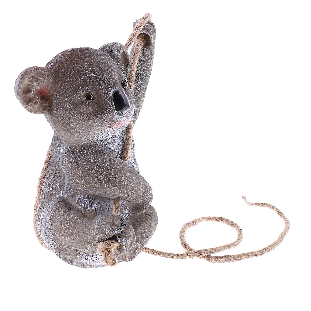Resin Koala Figurine Model w/ String Statues Lawn Ornaments for Home Garden 