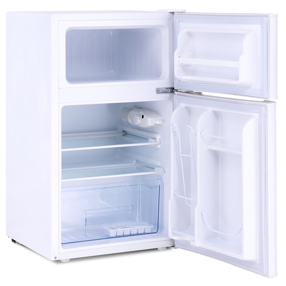 Canddidliike 3.2 cu ft. Compact Stainless Steel Refrigerator-White, Fridge with Freezer, Fridge, Adjustable Thermostat