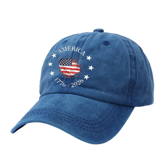 NMMUED 250th Anniversary Hat American Flag Baseball Cap for Men Women Vintage Denim Distressed Patriotic Cotton Dad Hats 4th of July 1776-2026 Independence Day Cap Blue A