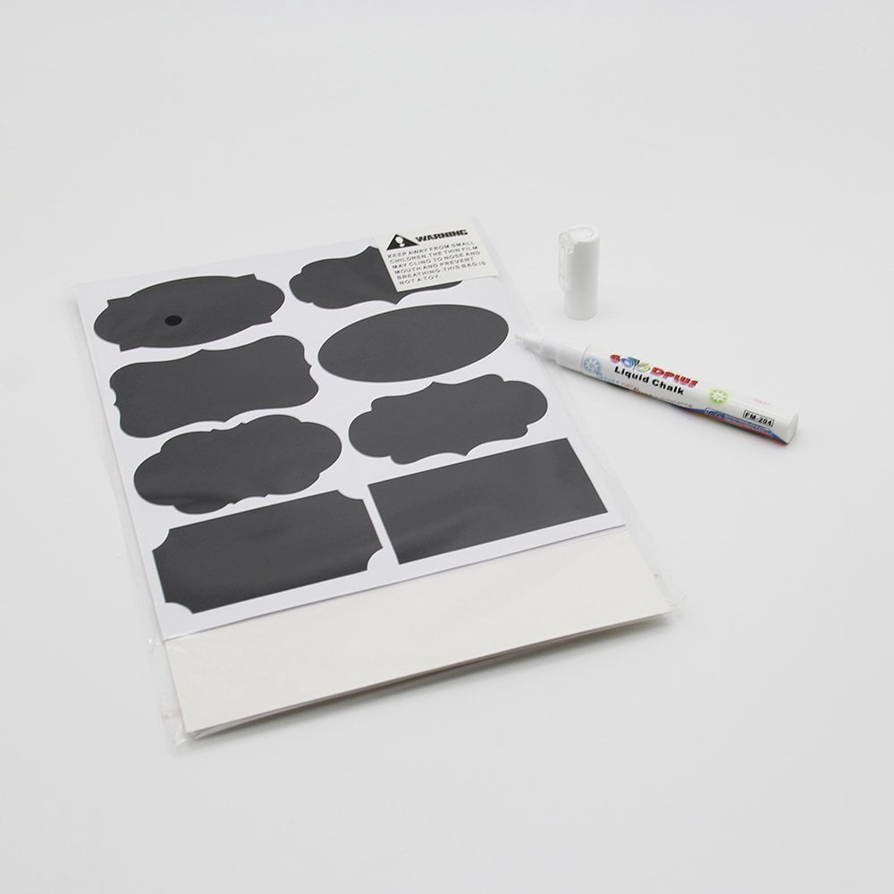 Chalkboard Labels Bundle Saves You Money: 146 Stickers + 2 Erasable White Chalk Markers. BEST Large Reusable Labels+Liquid Chalk Pen