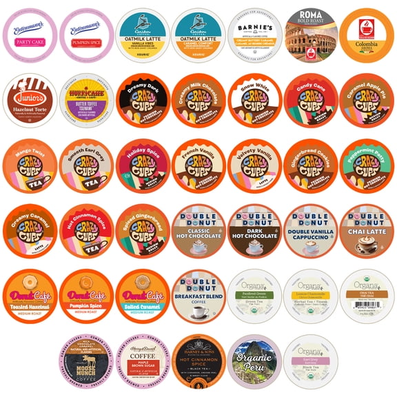 Perfect Samplers Coffee, Tea, Cider,Cappuccino For Keurig K Cups Brewers, Mix 40 Count