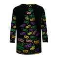 thumbnail image 5 of Pxxlle Women's Mardi Gras Shirts Plus Size 3/4 Sleeve Crewneck Fat Tuesday Shirt New Orleans Party Tshirts Funny Mask Graphic Tees Size M, 5 of 8