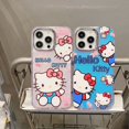 thumbnail image 3 of Hello Kitty-funda transparente y brillante para teléfono inteligente, carcasa electrochapada con cámara láser IMD para iPhone 14, 13, 12, 15 Pro Max, 3 of 4
