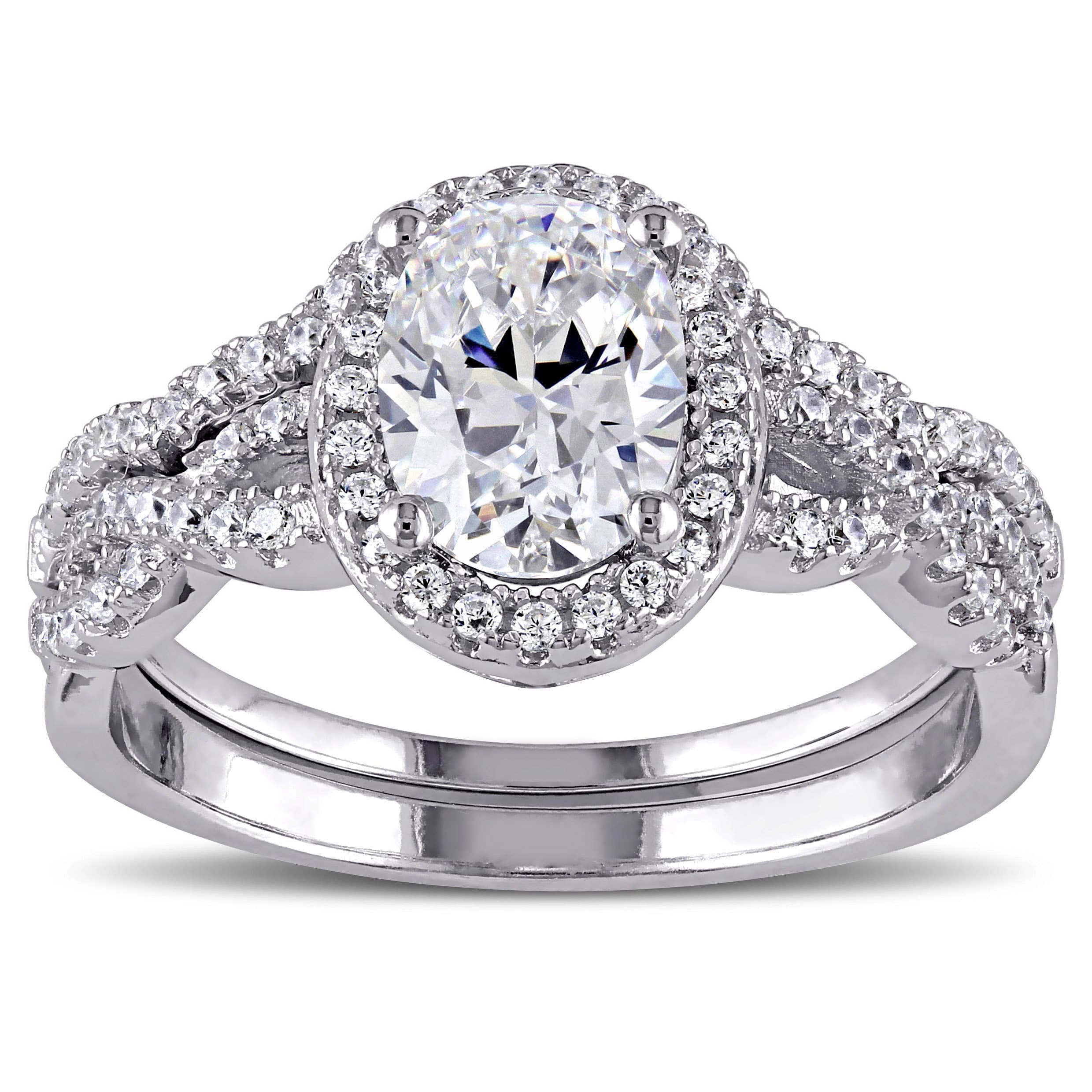 Wuziwen Womens Oval Cut Wedding Ring Sets Cubic Zirconia Rose Gold Sterling Silver Engegement Rings
