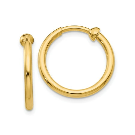 14k Yellow Gold Hoop Earrings for Women Classic Medium Round Design Lightweight Fine Jewelry for Casual or Formal Wear Sleek Minimalist Style