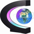 thumbnail image 1 of Magnetic Levitation Globe, 3.5 inch C Shape Illuminated World Map Globe with LED Color Lights for Desk Decoration, 1 of 5