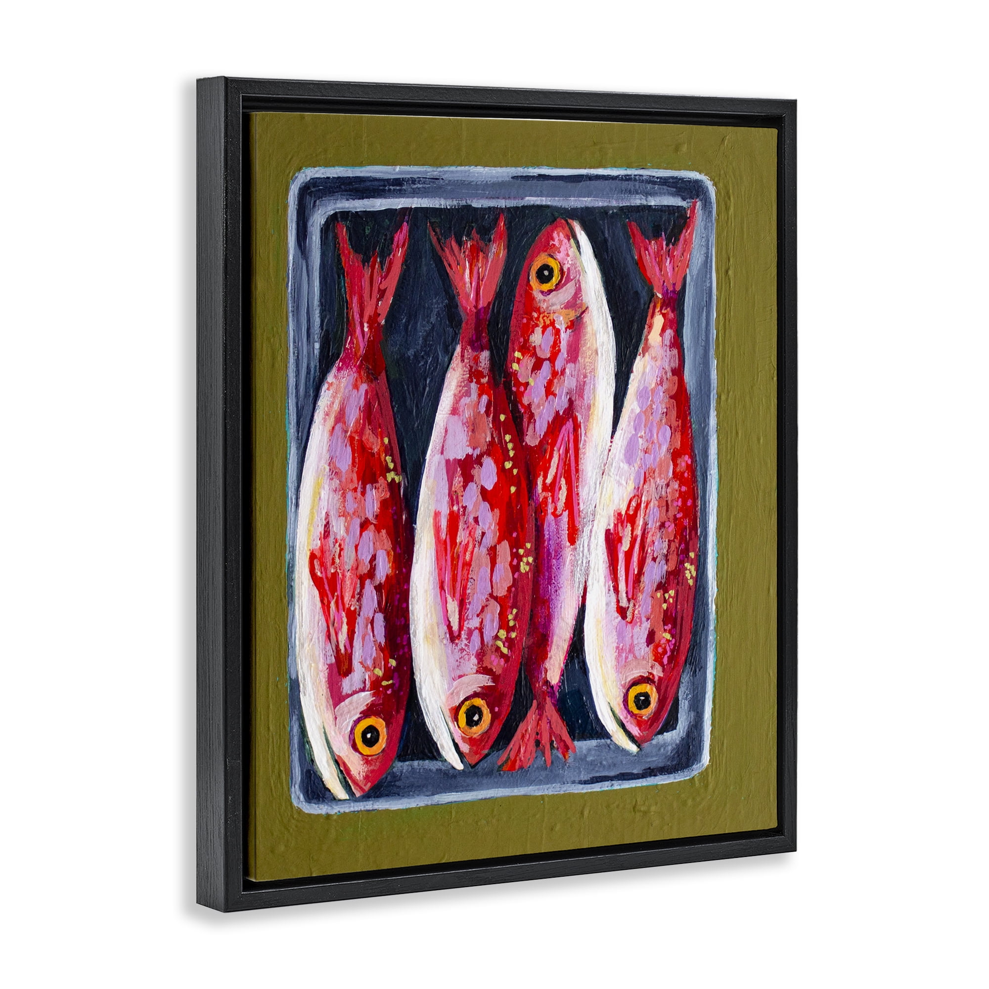 Stupell Industries Red Fish on a Platter Black Framed Floater Canvas Wall Art, design by Rachel Nerney