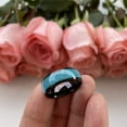 thumbnail image 7 of Wedding Rings For Men. 8mm Crushed Turquoise Black Tungsten Wedding Band, 7 of 7