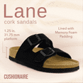 thumbnail image 2 of Cushionaire Lane Cork Footbed Sandals for Women – Comfortable Double Buckle Slip-On with Genuine Suede Footbed & Arch Support Slides for Women Footwear, 2 of 12