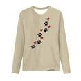 thumbnail image 4 of ibuvkizy Valentine's Day Sweatshirt for Women Printed Round Neck Pullover Long Sleeved Casual Womens Sweatshirts Beige,S, 4 of 4