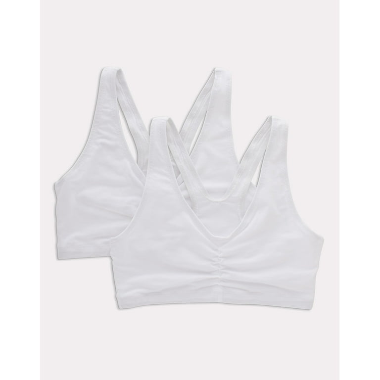 Hanes ComfortBlend ComfortFlex Fit Pullover Bra 2-Pack, White/White, 2XL