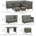 thumbnail image 3 of Outsunny 6 Pieces Patio Dining Set Wicker Outdoor Furniture Set, 3 of 10