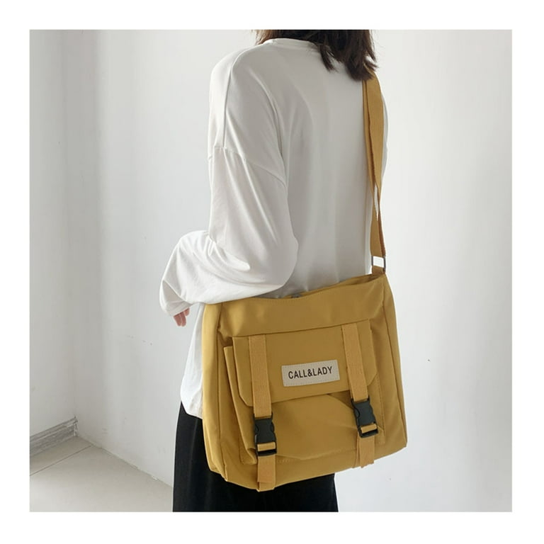 Canvas Diagonal Cross Bag Casual Shoulder Messenger Bag for School and  Daily Use Yellow No Pendant 