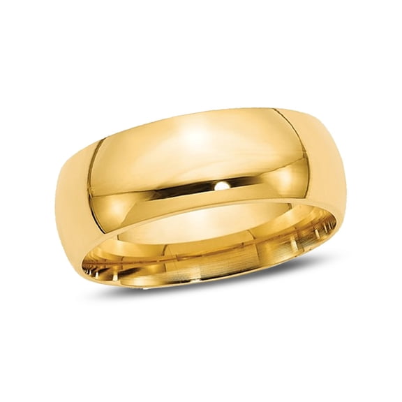 Gem & Harmony Mens 14K Yellow Gold 8mm Comfort Fit Wedding Band Ring for Men