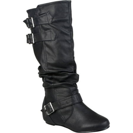 Brinley Co Women's Round Toe Buckle Detail Boots - Walmart.com