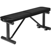 Global Industrial 4' Outdoor Steel Flat Bench Perforated Metal Black