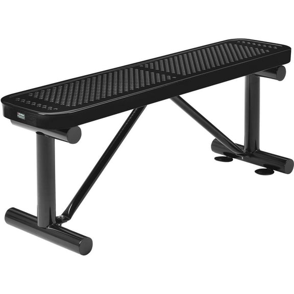 Global Industrial 4' Outdoor Steel Flat Bench Perforated Metal Black