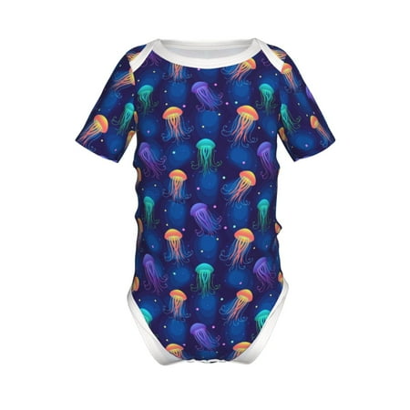 

Junzan Jellyfish colorful Print Short-Sleeve Baby Climbing Clothes Bodysuits for Infant One-Piece for Baby Boys & Girls Baby Clothes Baby Romper with Snap Closure-18 Months