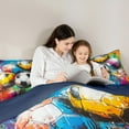 thumbnail image 5 of Feelyou Cartoon Football Print Twin Bedding Sets 7-Piece, Fashion Splatter Artwork Bedding Comforter Set, Teens Kids Girls Boys Reversible Sheet Sets, Lightweight Room Decor, 5 of 8