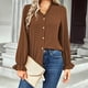 thumbnail image 5 of Camisas con cuello en V y botones para mujer, manga larga/corta, para oficina, informales, de negocios, blusas lisas, 5 of 6