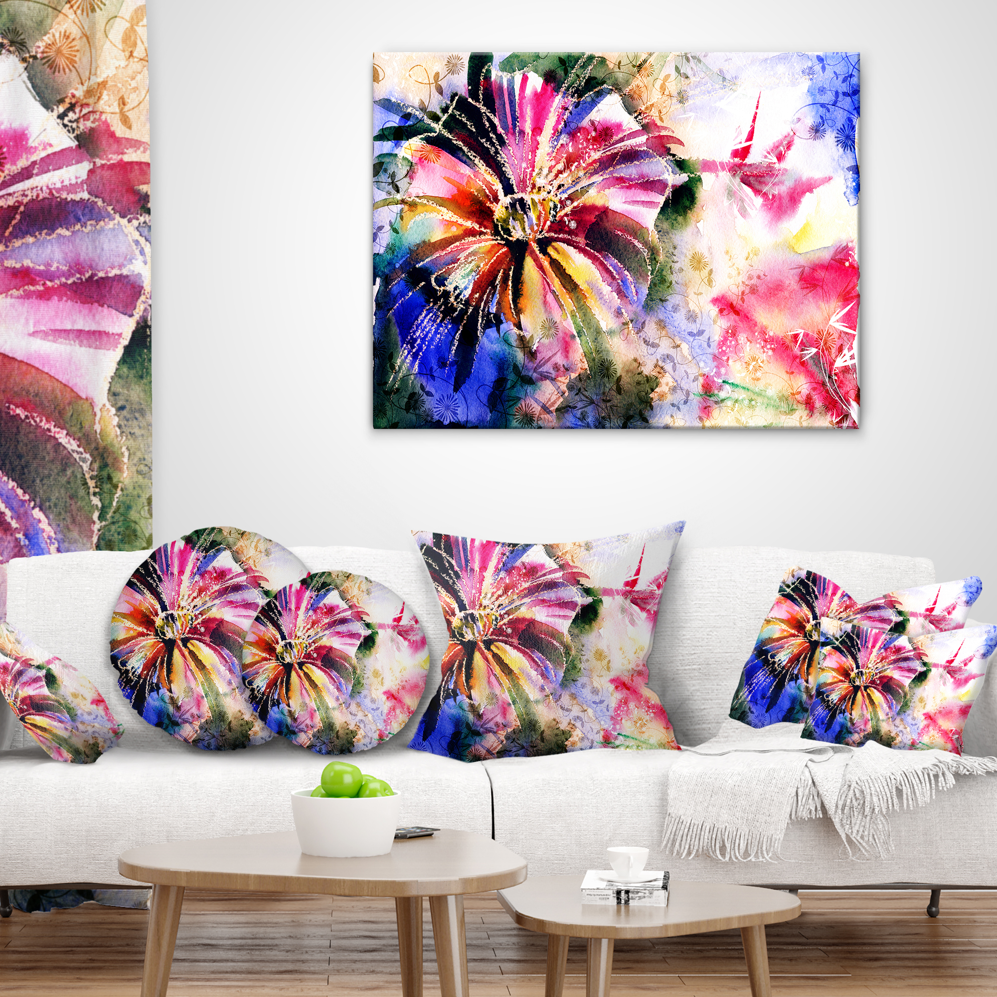 Designart Flowers in a Collage - Floral Throw Pillow - 12x20