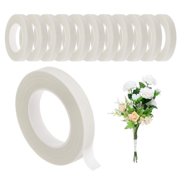 Uxcell 12-Rollos Cintas Florales 1/2 Pulgada 30 Yardas Cinta Floral Blanca Cinta Floral para Ramos de Flores Frescas Boda