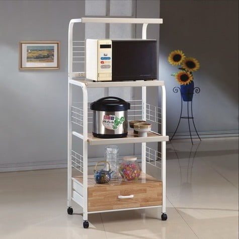 Microwave Kitchen Cart with Casters, White - Walmart.com - Walmart.com