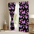 thumbnail image 4 of Homewish Cute Butterfly Kid Black Out Curtains, Blossoms Flower Floral Curtains Pack of 2 (42x63 Each), Black Purple Cartoon Theme Bedroom Curtains, Living Room Curtains Decor, 4 of 7