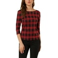 thumbnail image 1 of INSPIRE CHIC Blouse en Tricot Extensible pour Femme à Encolure Bateau, Manches 3/4, de Travail, 1 of 6