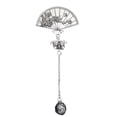 thumbnail image 1 of ColoMX Broche de forma de ventilador de estilo chino con accesorio vintage de Tassel Dangle para mujeres (estilo de alfiler), 1 of 7