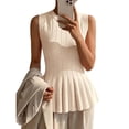 thumbnail image 2 of Women Summer Sweater Vest Slim Fit Ribbed Knit Round Neck Shirt, 2 of 4