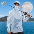 thumbnail image 3 of SEANATIVE Men's Fishing Shirt UV Protection Long Sleeve Fishing Hoodie Breathable Hooded Casual Top Athletic Wear for Outdoor Camping Running, 3XL, Blue Marlin Fish Camo, 3 of 7