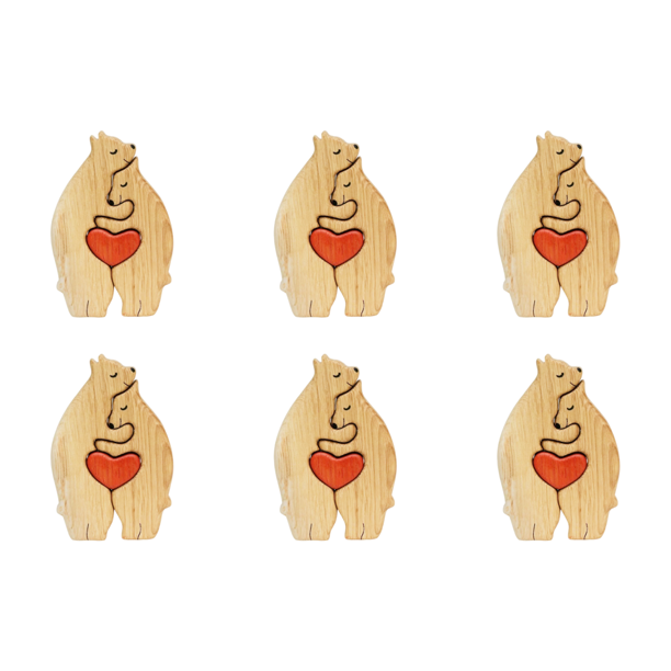 6uds. Rompecabezas familiar de madera Osos Oso decorativo Escultura de arte de madera (B)
