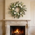 thumbnail image 6 of Pink Rose Daisy Eucalyptus Wreath 19.6 Inch Spring Summer Front Door Decor For Porch Window And Home Decor, 6 of 9