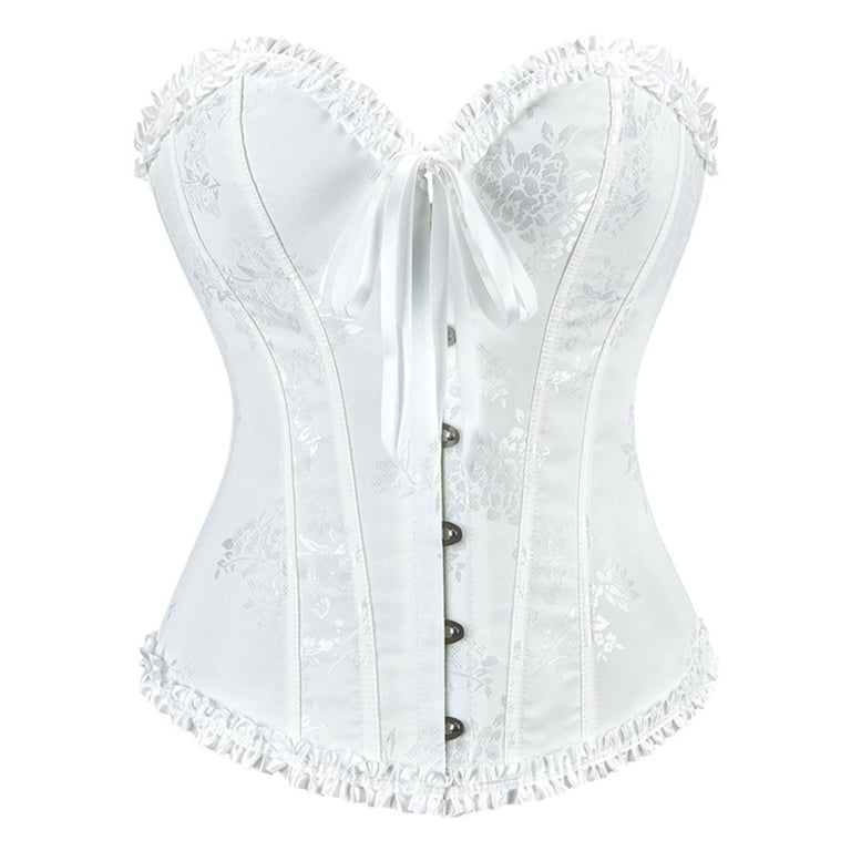 Hpapadks Corset Belt for Women Vintage Ruffles Boned Bustier  display picture 3