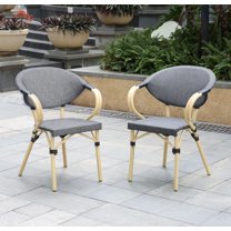 Furniture of America Tropaz Aluminum Patio Armchair-Set of 2, Gray