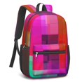 thumbnail image 2 of Red and Pink Checkered Pattern 17" School Backpacks for Teens,Waterproof Oxford Fabric,S-Shape Padded Straps for School,Travel,Hiking,Camping, 2 of 6