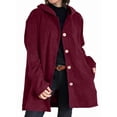 thumbnail image 2 of Women'S Autumn and Winter Long-Sleeved Hooded Loose Corduroy Casual Jacket Wine Red L, 2 of 6