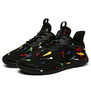Soulsfeng Mens Anti-slip Running Shoes Mesh Lightweight Breathable Training Black Sneakers Size 8