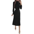 thumbnail image 2 of Gvmfive Women's Juniors Stand Collar Long Sleeve Belted Solid Casual Midi Dress, 2 of 3