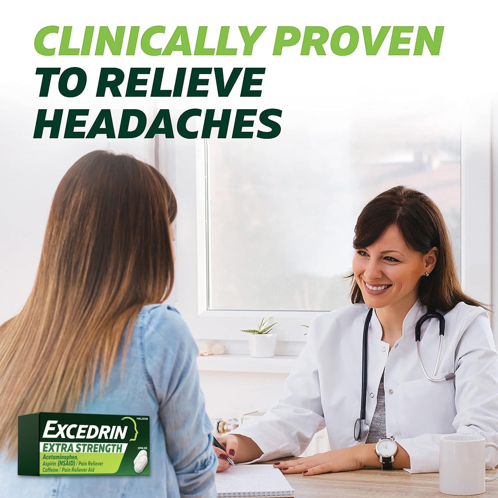 Excedrin Extra Strength Caplets for Headache Pain Relief, Acetaminophen 250Mg, Aspirin 250Mg, Caffeine 65Mg, Pain Reliever, 24 Count