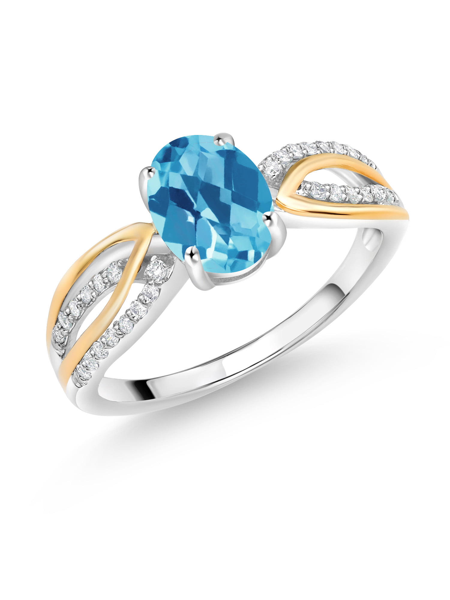 Gem Stone King 0.60 Ct Swiss Blue VS Topaz 18K Rose Gold Plated Silver Mens Solitaire Ring