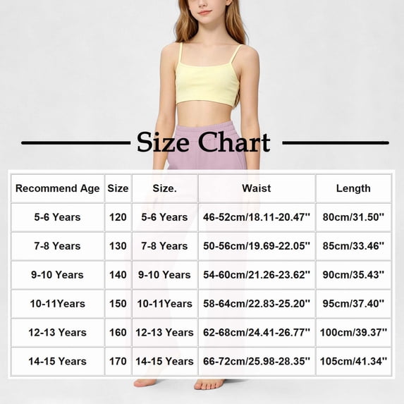 Ugoldhm Girl's Elastic High Waist Wide Leg Pants Side Pockets Loose Soft Casual Straight Trousers 5-14Y