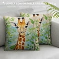 thumbnail image 3 of JEUXUS  Giraffe Pillow Cover,Decorative Throw Pillow Watercolor Giraffe and Leaves Pillow Cases Outdoor Indoor Square Cushion Covers for Home Sofa Couch Green Yellow, 3 of 5