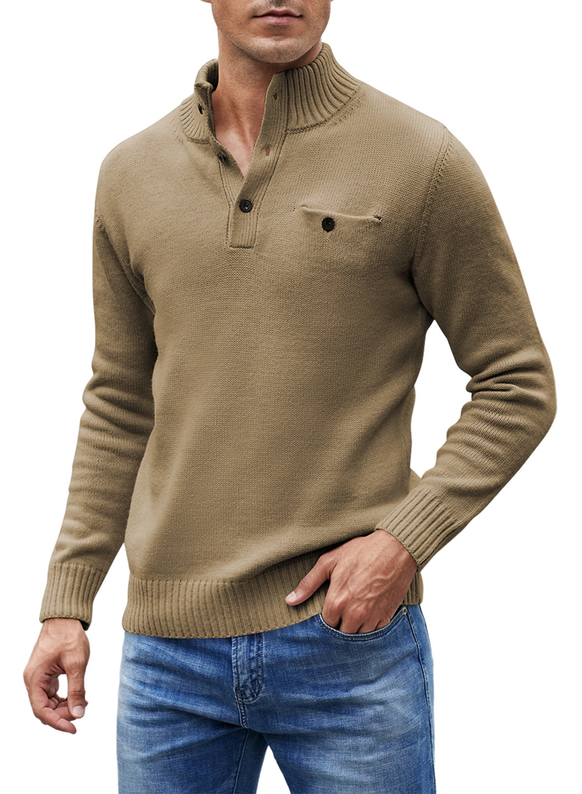 JMIERR Sweaters for Men Big and Tall Turtleneck Knitted Long Sleeve
