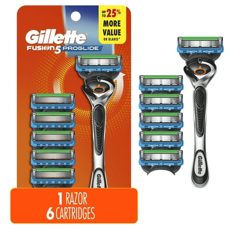 Gillette Fusion5 ProGlide Shaving Manual Razor for Men, Razor Handle, 6 Razor Blade Refills, FlexBall Razor Handle and Precision Trimmer for Men