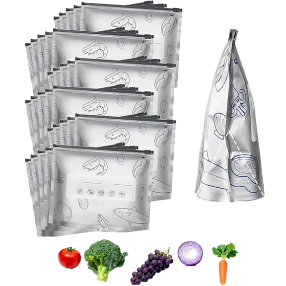 Bolsas De ConservacióN Dealuminio, Reusable Aluminum Foil Food Storage Bags, Airtight Seal, 3 Sizes Thick Stand-Up Pouches For Meat Fruit Vegetables Snacks