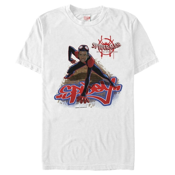 Men's Marvel Spider-Man: Into the Spider-Verse Miles Brick Climb Graphic Tee White Large